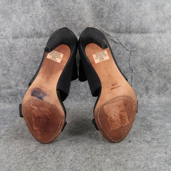 Vince Camuto Shoes Womens 8 Pump Stiletto Heel Zip Open Toe Black Straps Ondetti - Picture 10 of 14